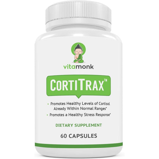 VitaMonk CortiTrax Cortisol Support Capsules front view for stress relief