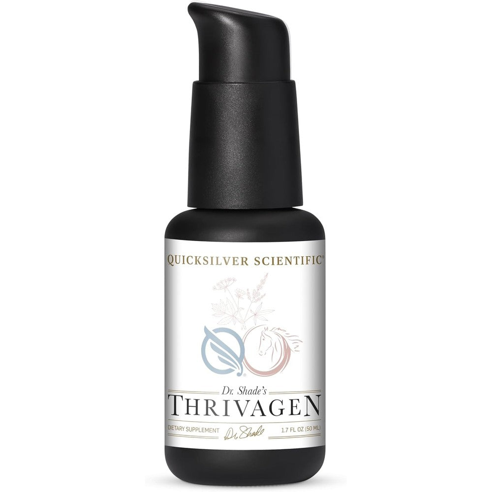 Quicksilver Scientific Thrivagen bottle front view showing the 1.7 fluid ounces pump container.