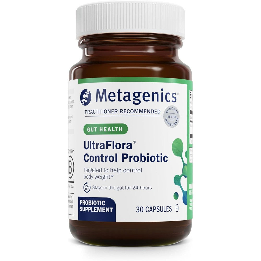 Metagenics UltraFlora Control Probiotic 30 capsules bottle front view showing weight management support packaging