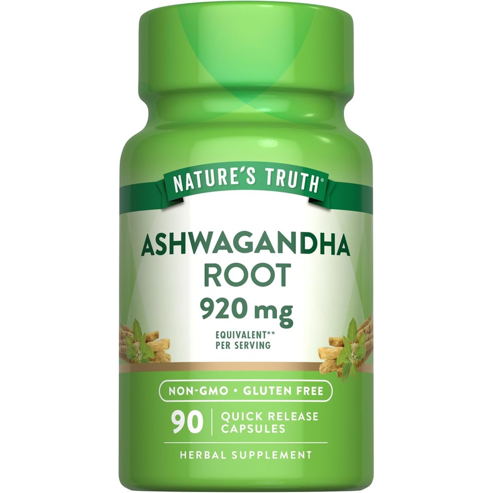 Nature's Truth Ashwagandha Root 920 Milligrams front view bottle for stress relief