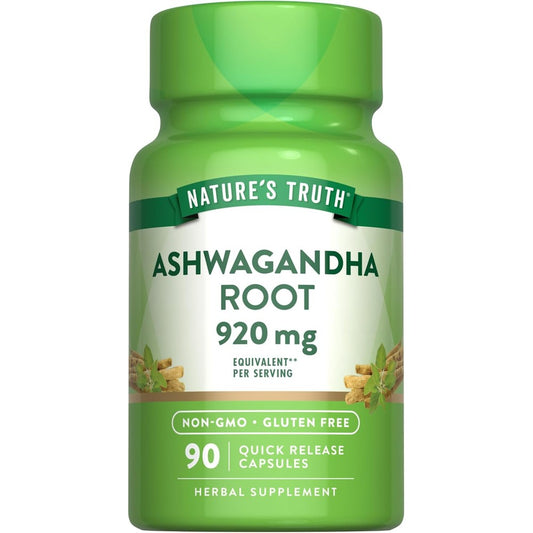 Nature's Truth Ashwagandha Root 920 Milligrams front view bottle for stress relief