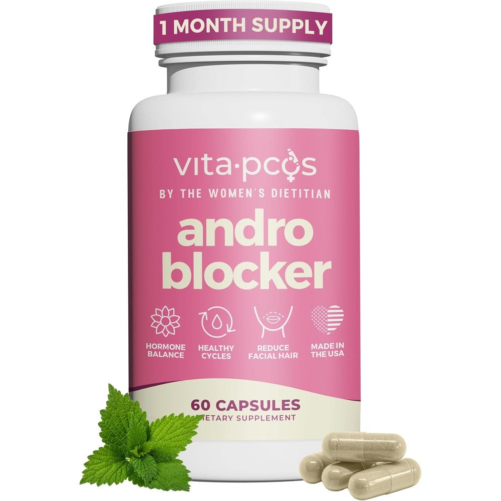 VITA-PCOS AndroBlocker supplement bottle front view for women hormonal balance.