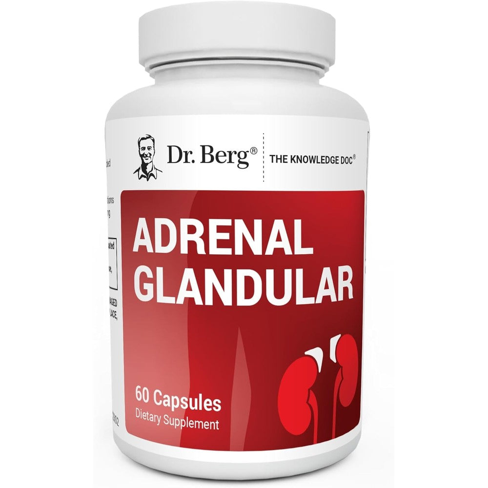 Dr. Berg Adrenal Glandular 60 Capsules bottle front view for hormone balance