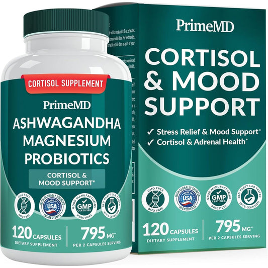 PrimeMD Adaptogen Nutrient Blend Magnesium 120 capsules front view showing the supplement label.