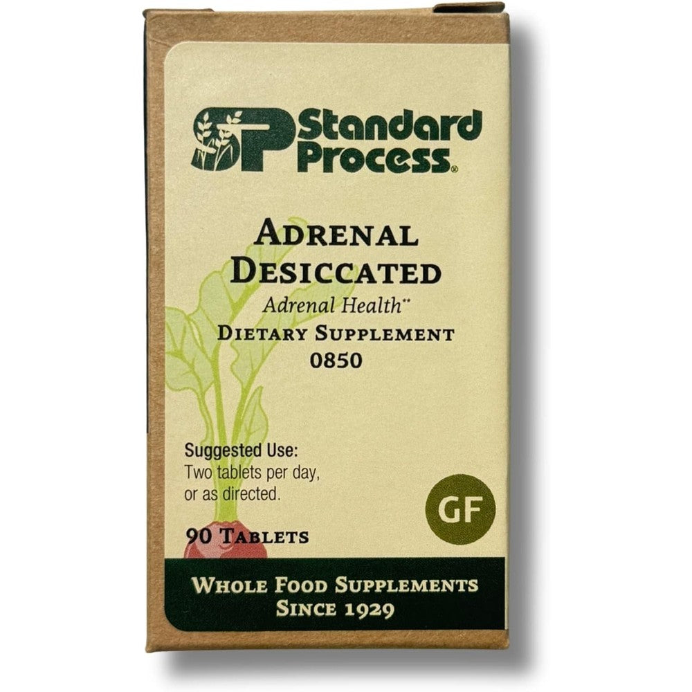 Standard Process SP Adrenal Desiccated 90 Tablets front view bottle packaging