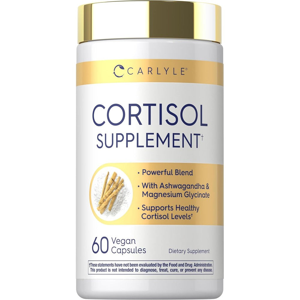 Carlyle Cortisol Support supplement front view bottle for stress relief