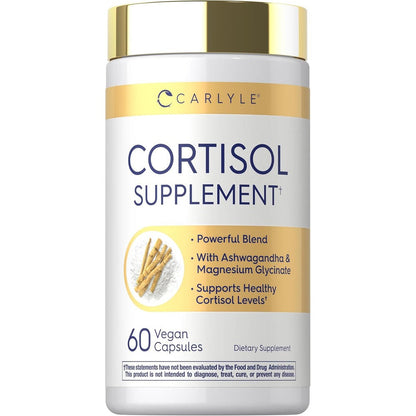 Carlyle Cortisol Support supplement front view bottle for stress relief