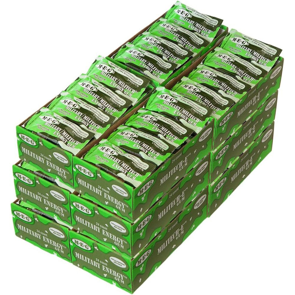 MEG Military Energy Gum front view of bulk display box for performance boost