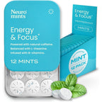 NeuroGum Energy Focus Peppermint Mints front view showing portable tin.