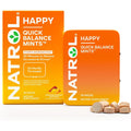 Natrol Quick Balance Happy Mints front view of orange mango saffron tin.
