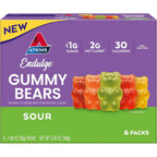 Atkins Endulge Sour Gummy Bears 6 count box front view keto snack