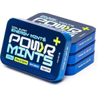 POWR Energy Caffeinated Mints Cool Burst 4 tin bundle front view showing 40mg caffeine label.