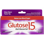 Glutose 15 Oral Glucose Gel Grape Flavor pack of three tubes front view