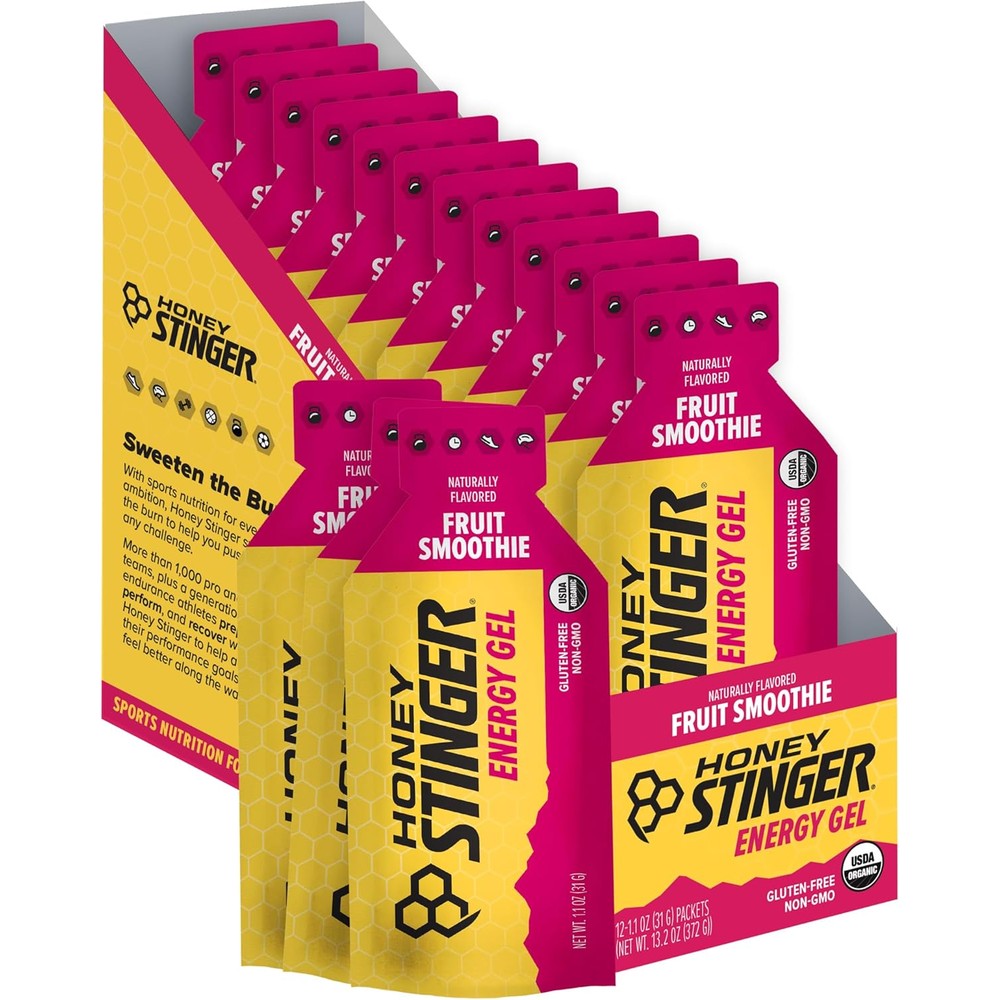 Honey Stinger Organic Fruit Smoothie Energy Gel 12 pack front view