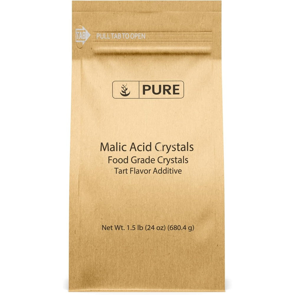 Pure Original Ingredients Malic Acid 1.5 lb front view food grade crystals