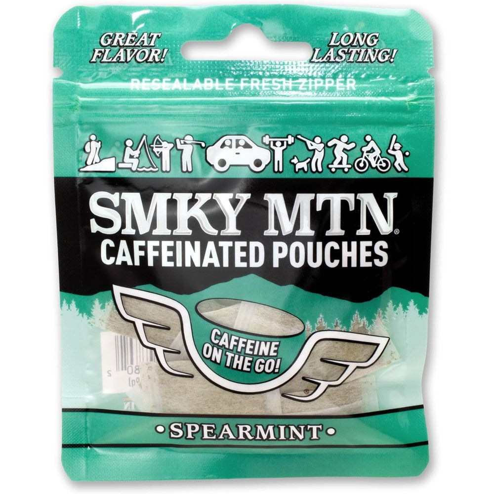 Smokey Mountain Caffeinated Pouches Spearmint front view of authentic pack