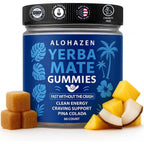 AlohaZen Yerba Mate Gummies 60 count bottle front view for clean energy.
