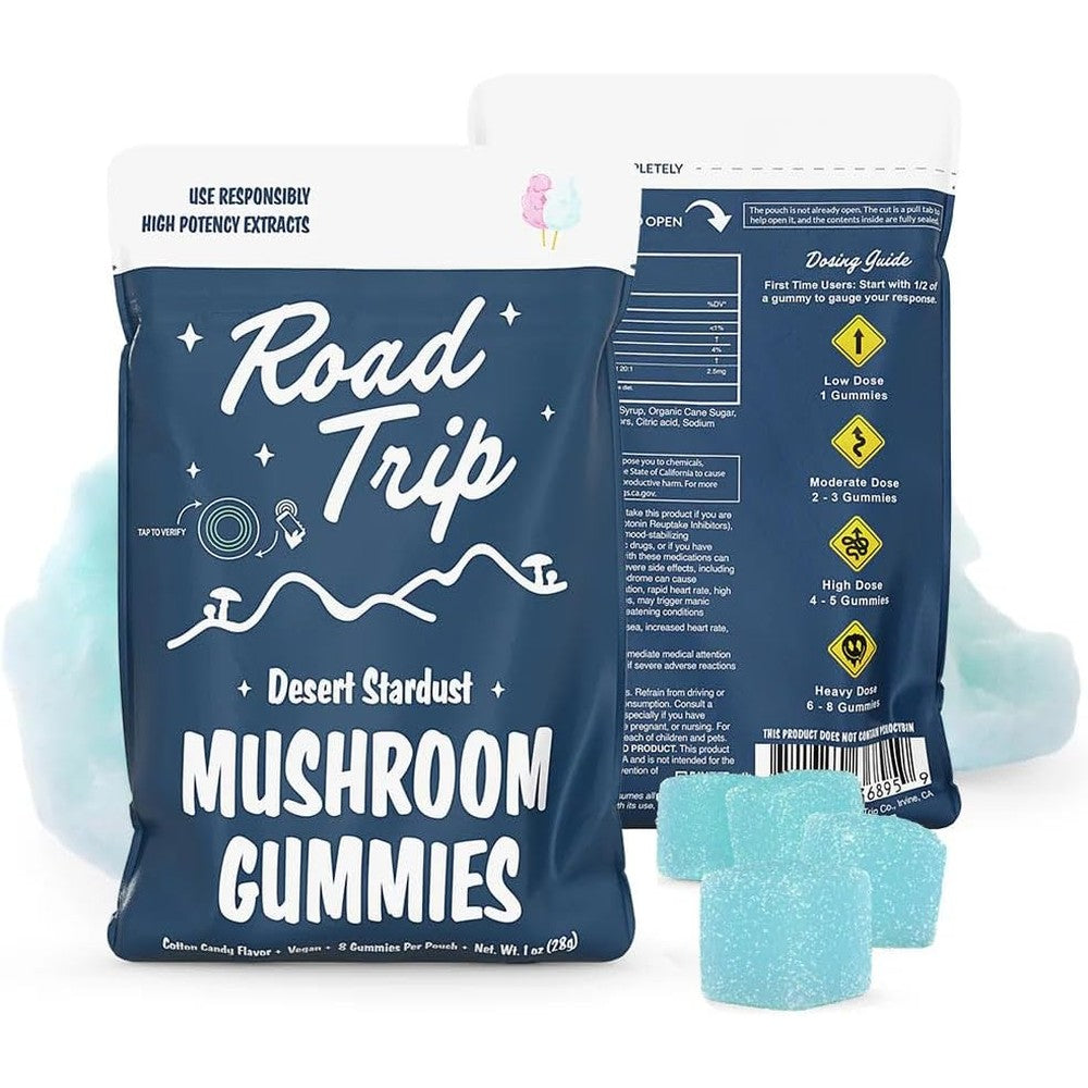Road Trip Desert Stardust Mushroom Gummies Cotton Candy front view authentic USA import