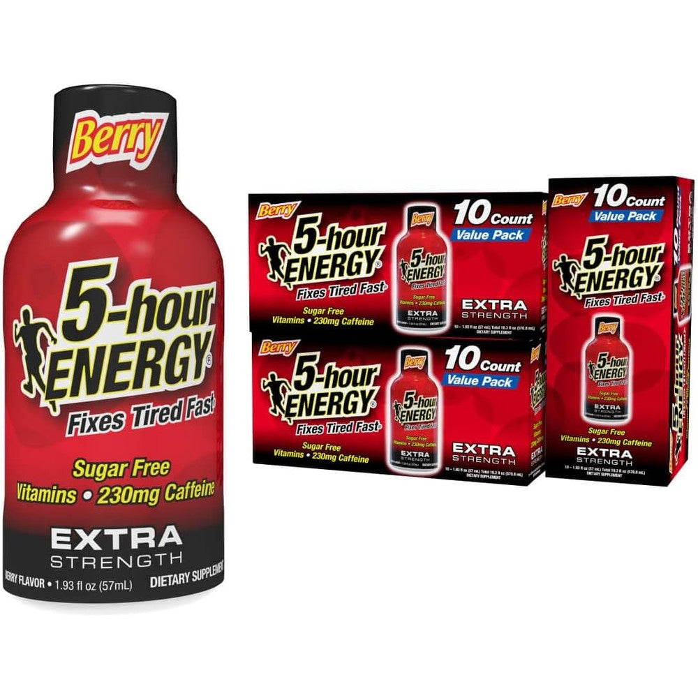 5-hour ENERGY Extra Strength Berry 30 Count front packaging view energy shots India.