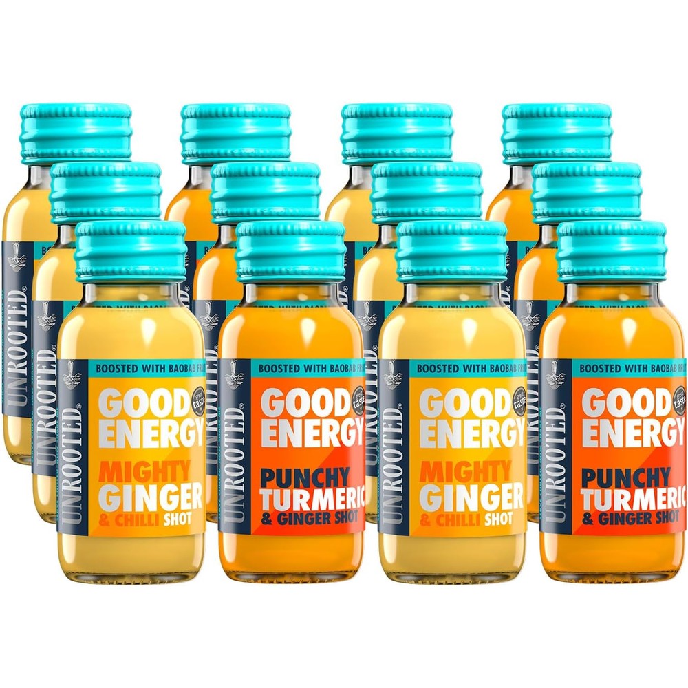 Unrooted Good Energy Shot 12 pack front view natural energy supplement