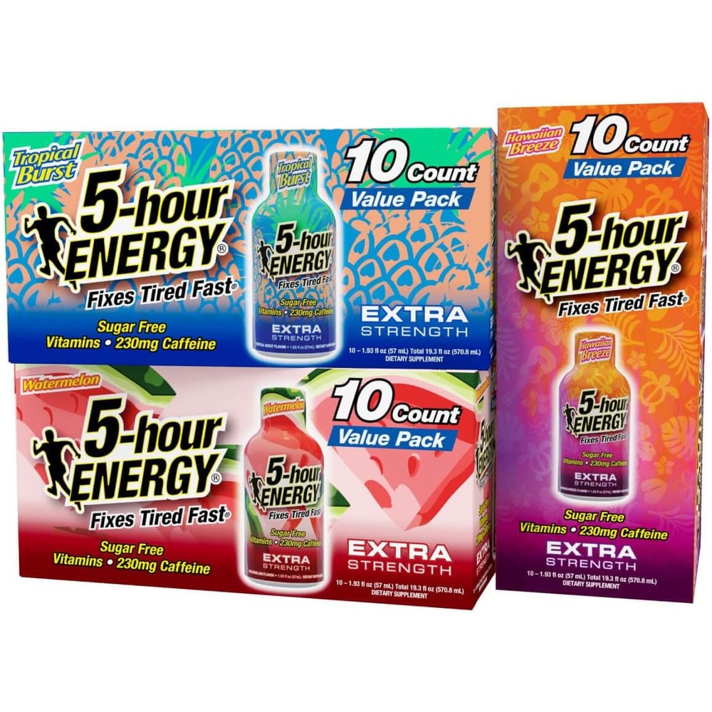 5-hour Energy Extra Strength Variety Pack front view for energy supplement needs.