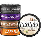 Grinds Coffee Pouches 5 Can Sampler Pack front view showcasing variety flavors