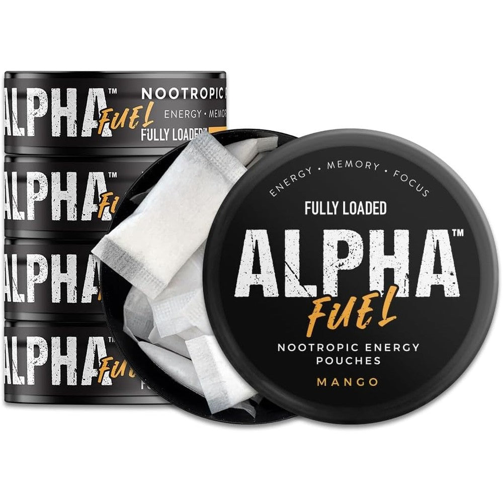 Fully Loaded Bullseye Alpha Fuel Mango pouches front view nootropic energy