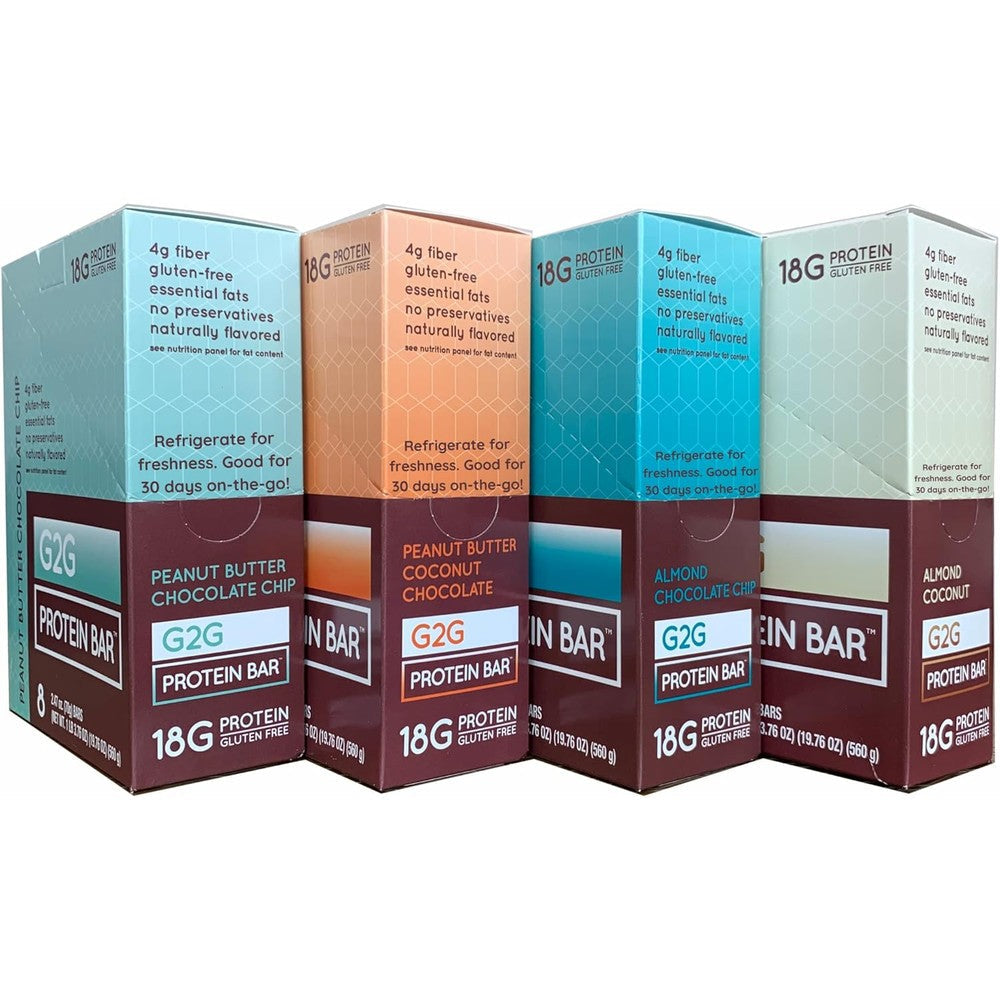 G2G Protein Bar Variety Pack front view high protein snack