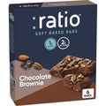 Ratio Soft Baked Bars Chocolate Brownie box front view showing keto friendly claims.