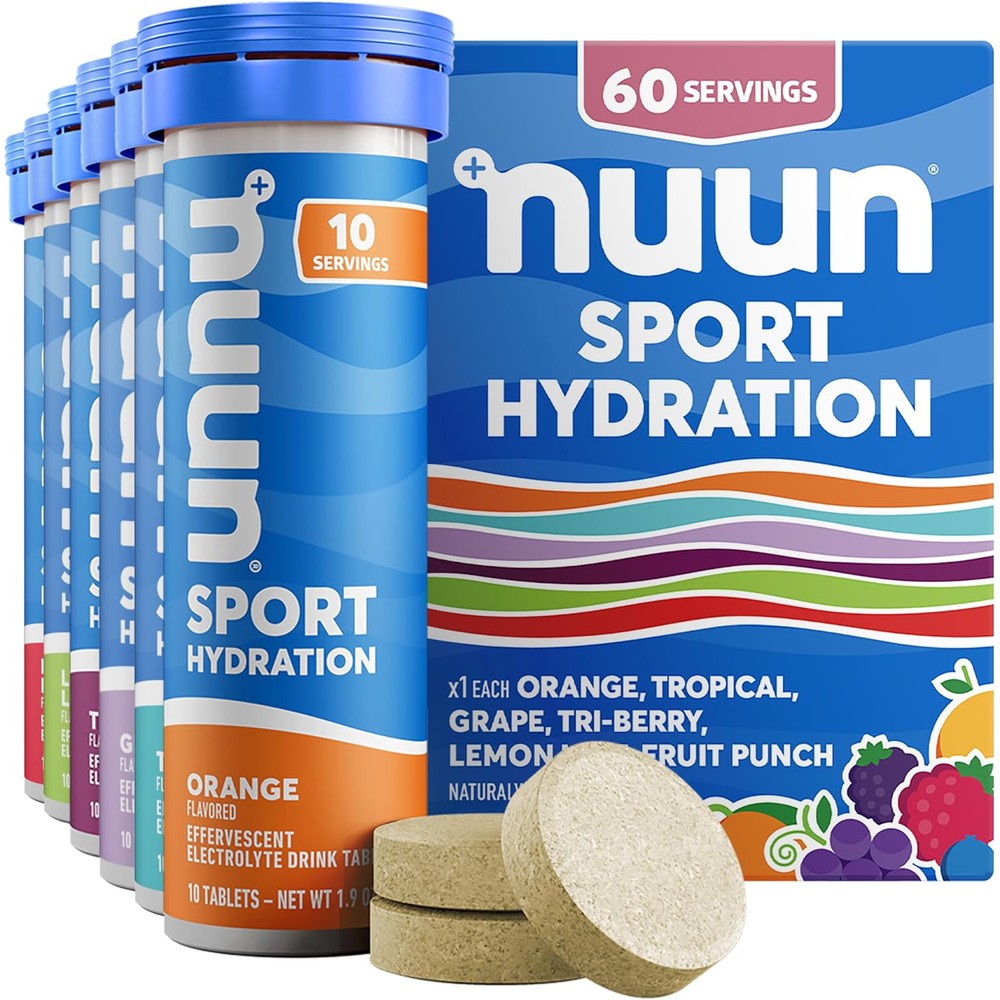 Nuun Sport Electrolyte Tablets variety 6 pack front view authentic hydration.