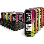 Drink LMNT sparkling electrolyte drink variety pack front view showing 12 cans.