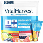 VitalHarvest Electrolytes Powder Packets front view variety pack for hydration.