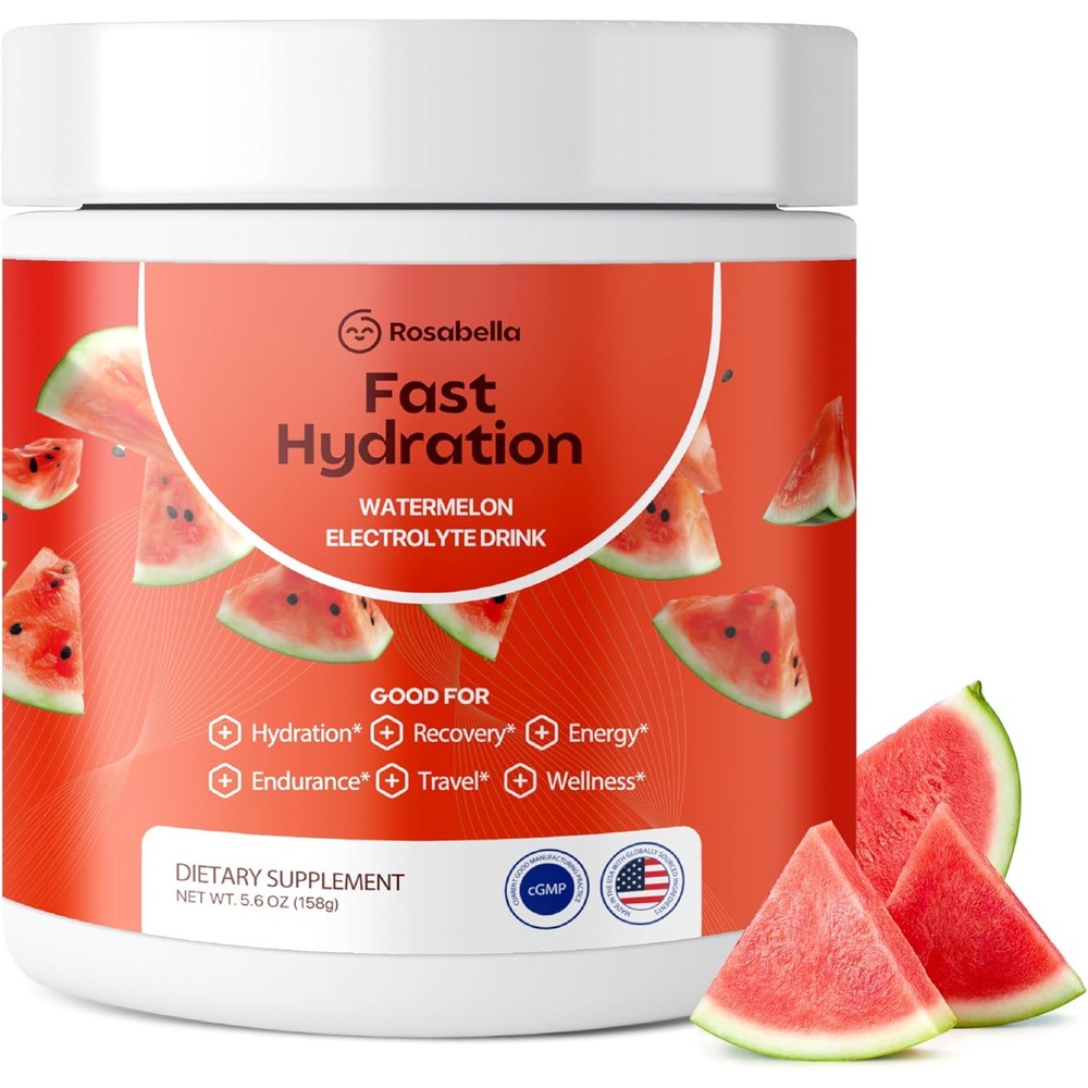 Rosabella Electrolyte Drink Powder Watermelon front view jar