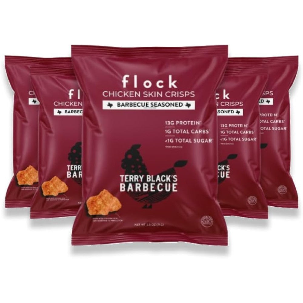 Flock Keto Chicken Skin Chips Terry Black's BBQ front view bag