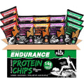Natural Endurance Protein Chips Variety Pack front view showing 12 individual bags.