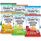 Quevos Egg White Protein Chips variety pack front view for keto snacking