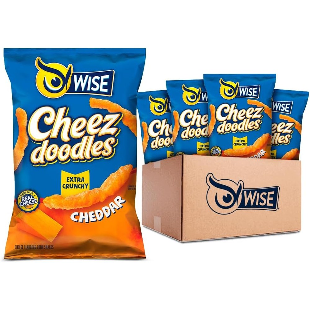 Wise Snacks Cheez Doodles Extra Crunchy front packaging authentic USA snacks.