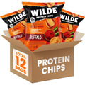 Wilde Buffalo Style Protein Chips 12 pack box front view high protein snack