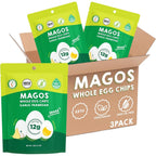 Magos Garlic Parmesan Egg Chips front view high protein snack bag