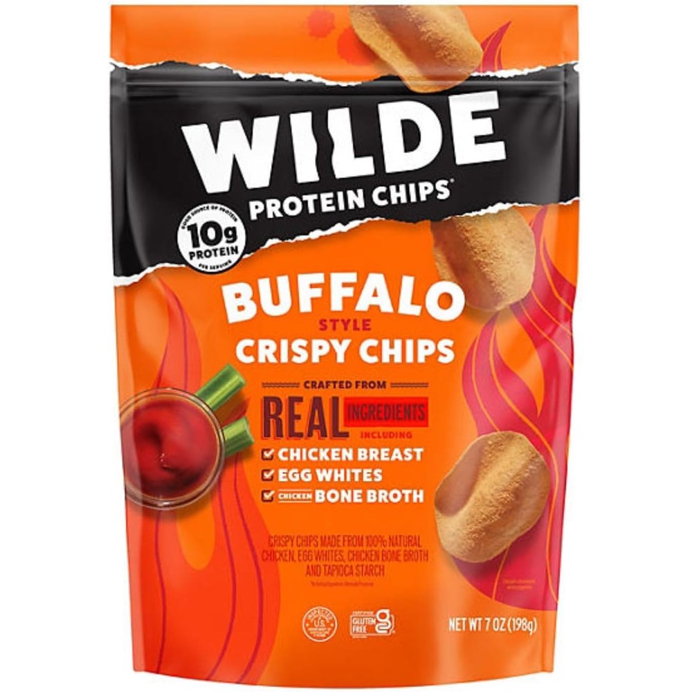 Wilde Buffalo Style Protein Chips 8.5 ounce front bag view high protein snack