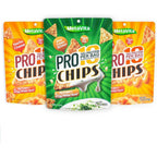 BIO NUTRI High Protein Chips variety pack front view showing Nacho and Sour Cream flavors.