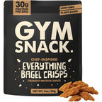 Gym Snack Everything Bagel Protein Crisps front packaging showing 30g protein claim.