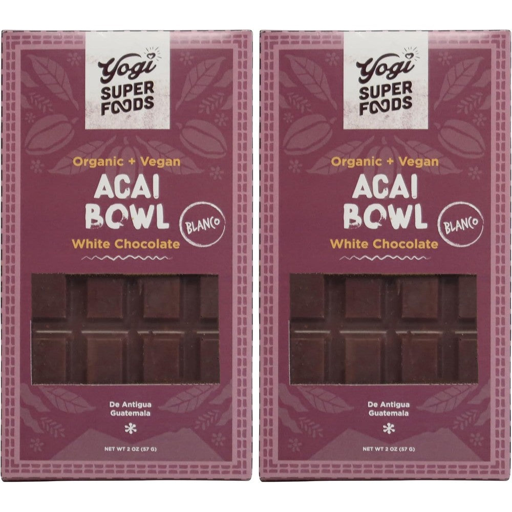 Yogi Super Foods Vegan White Chocolate Acai Bar front view healthy organic snack