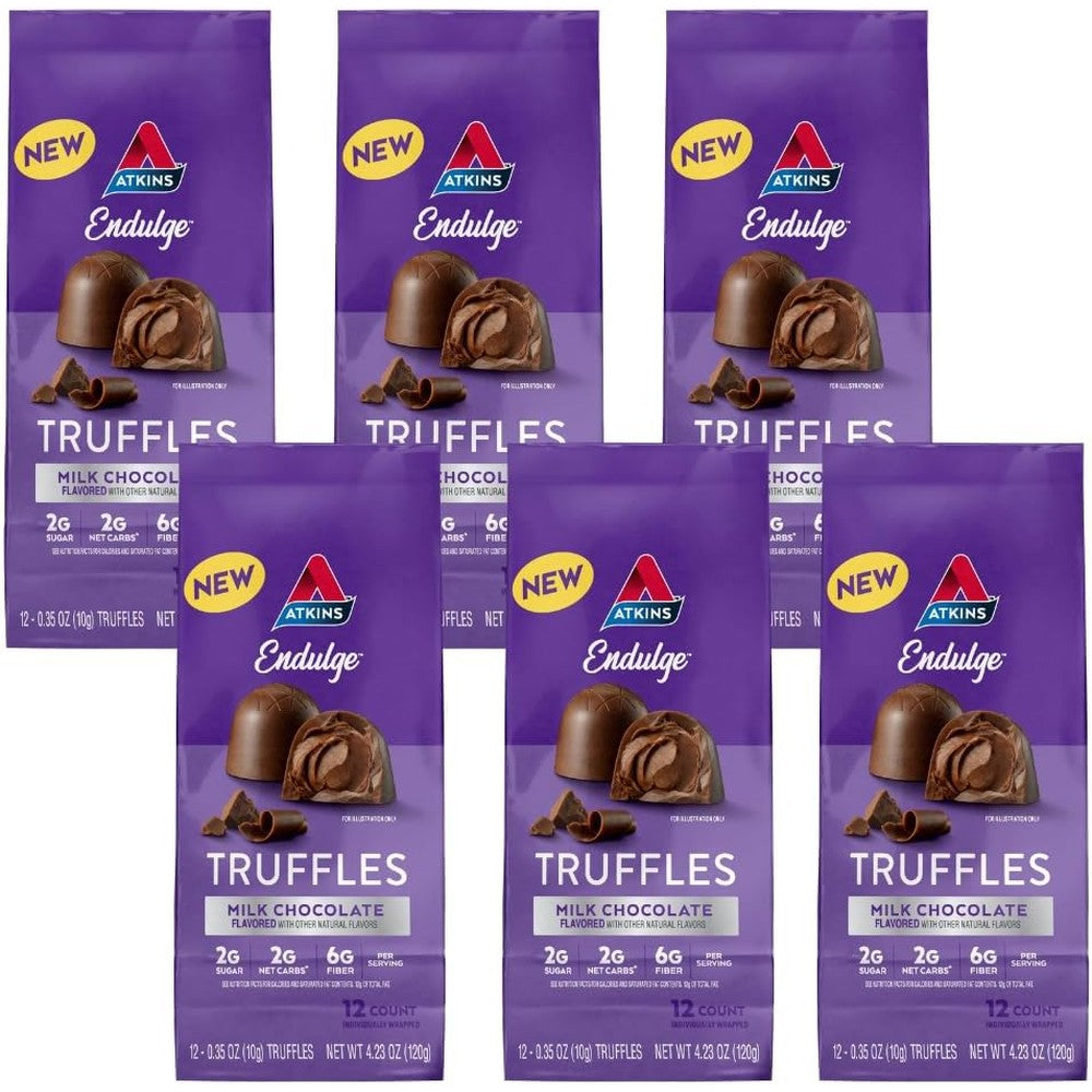 Atkins Endulge Milk Chocolate Truffles 6 pack front view keto snack