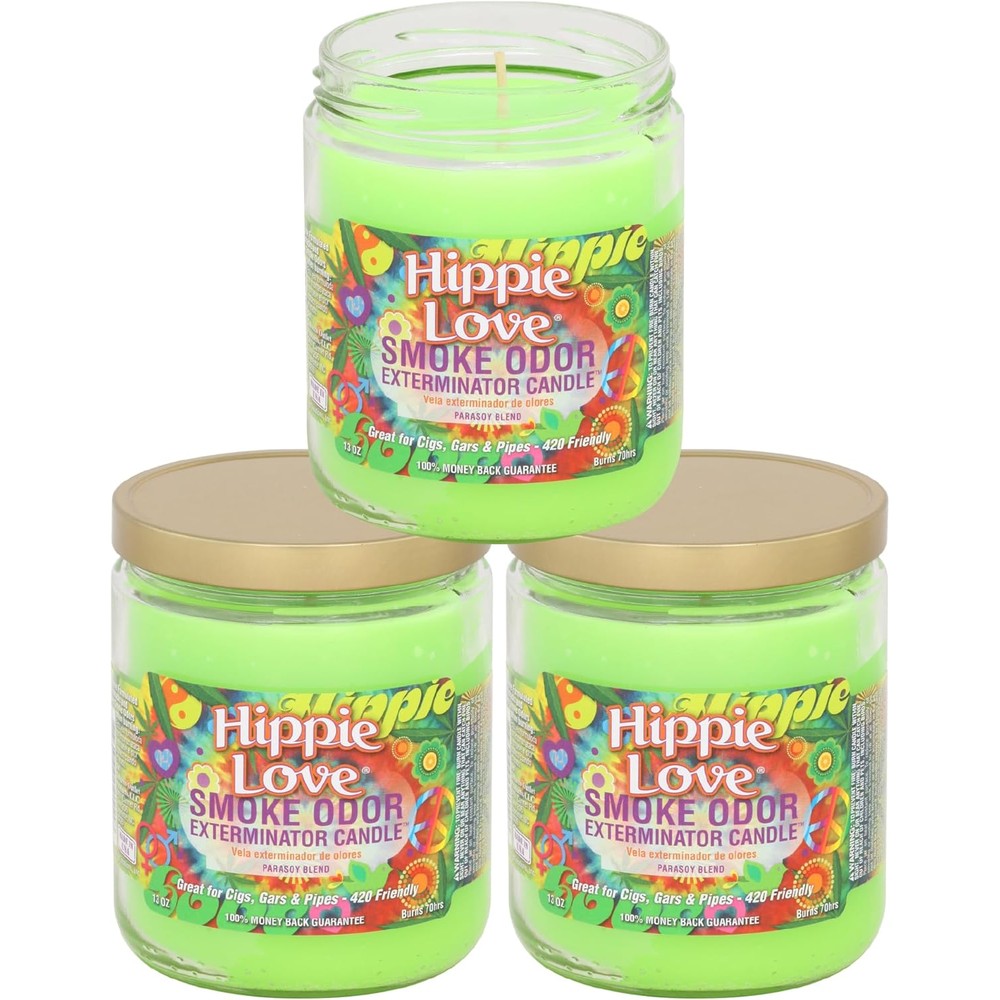 Smoke Odor Exterminator Creamy Vanilla Jar Candle three pack front view for odor removal.