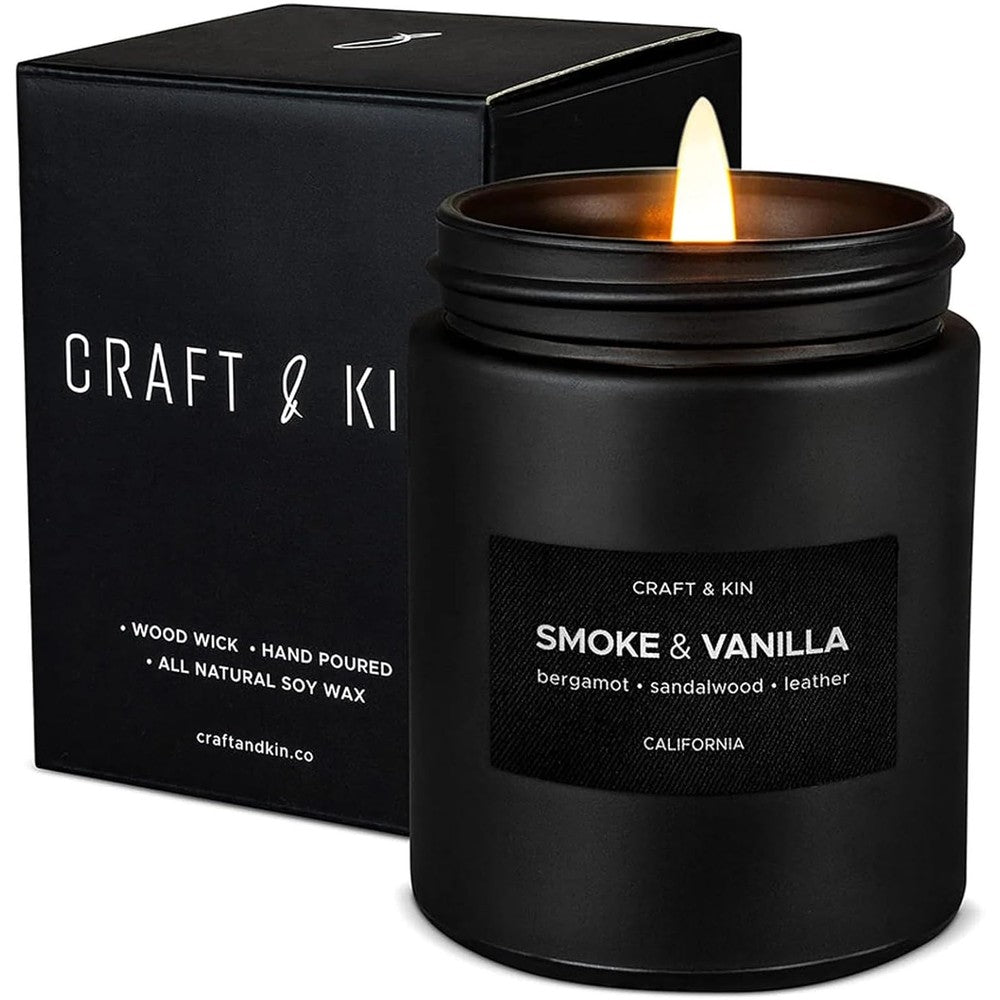 LAJDL Scented Candles Gift Set front view showing twelve decorative tin jars in a premium gift box.