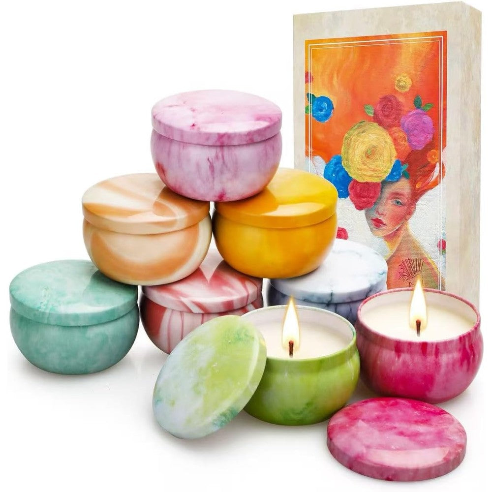 MOULENGGU 6 Pack Scented Aromatherapy Candles in amber jars front view