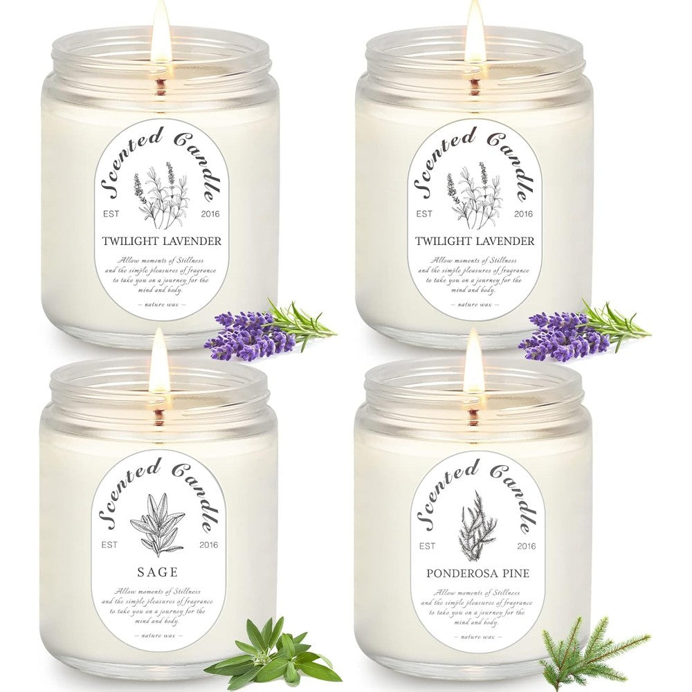 Losnya Lavender Candle Gift Set front view 4 pack soy wax candles