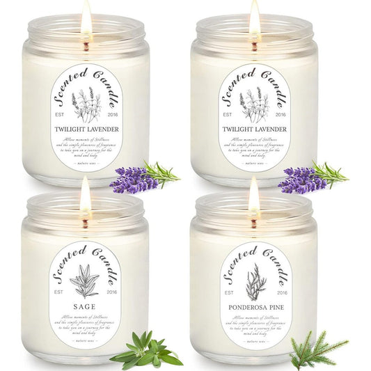Losnya Lavender Candle Gift Set front view 4 pack soy wax candles