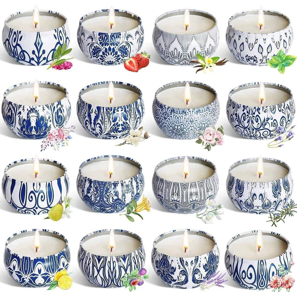YOROXRG Scented Candles Gift Set 16 pack front view with decorative packaging.